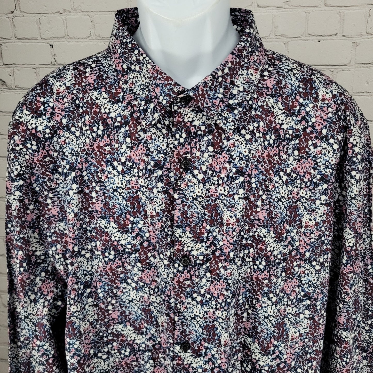 NWT Perry Ellis Multicolor Floral Stretch Button Up Long Sleeve Shirt Size 3XLT
