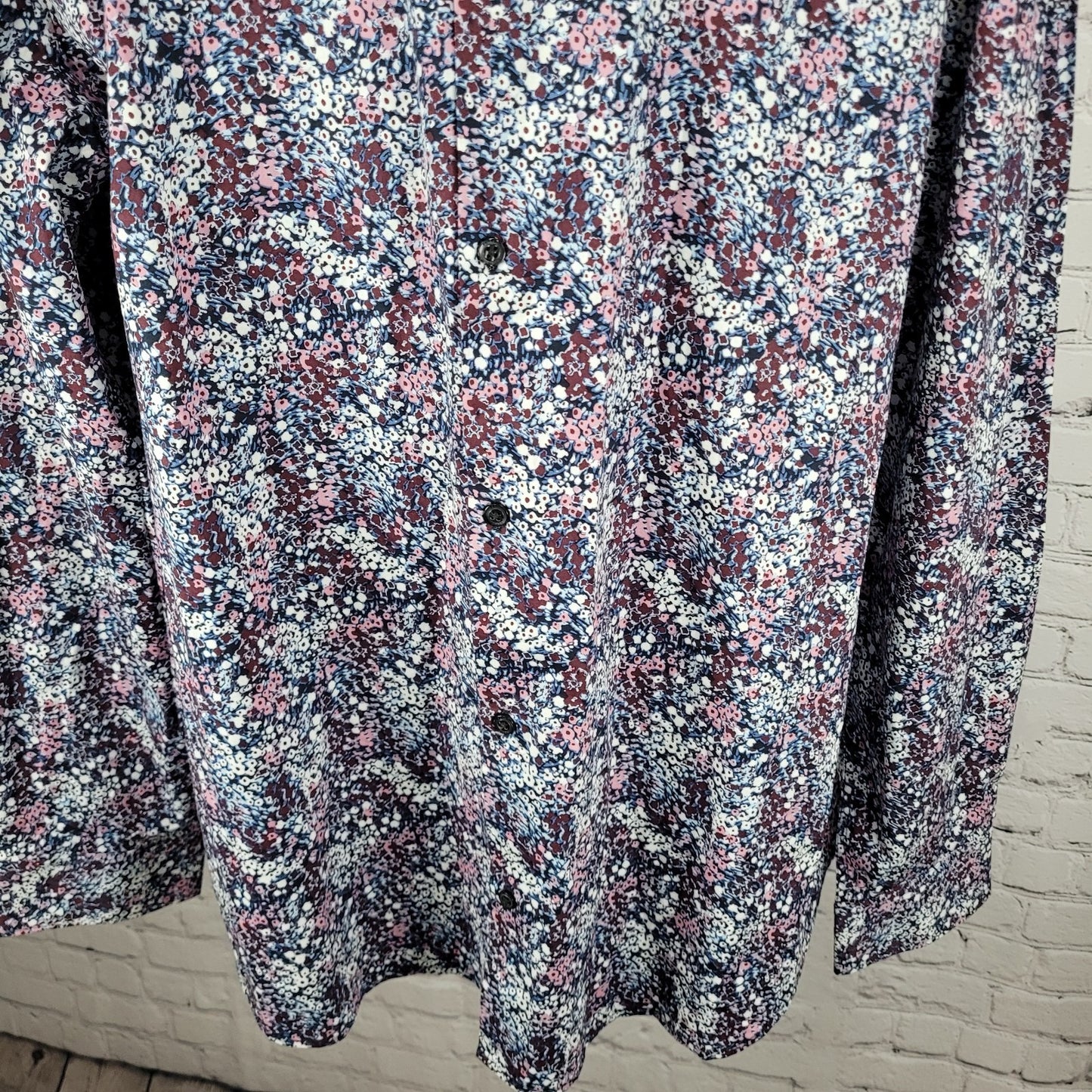 NWT Perry Ellis Multicolor Floral Stretch Button Up Long Sleeve Shirt Size 3XLT