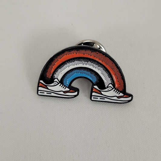 New Red White Blue Sneakers Rainbow Metal Clutch Back Small Pin 1"
