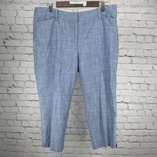Talbots Perfect Crop Pant Blue High Rise Tapered Leg Petite Size 12P (34x22)