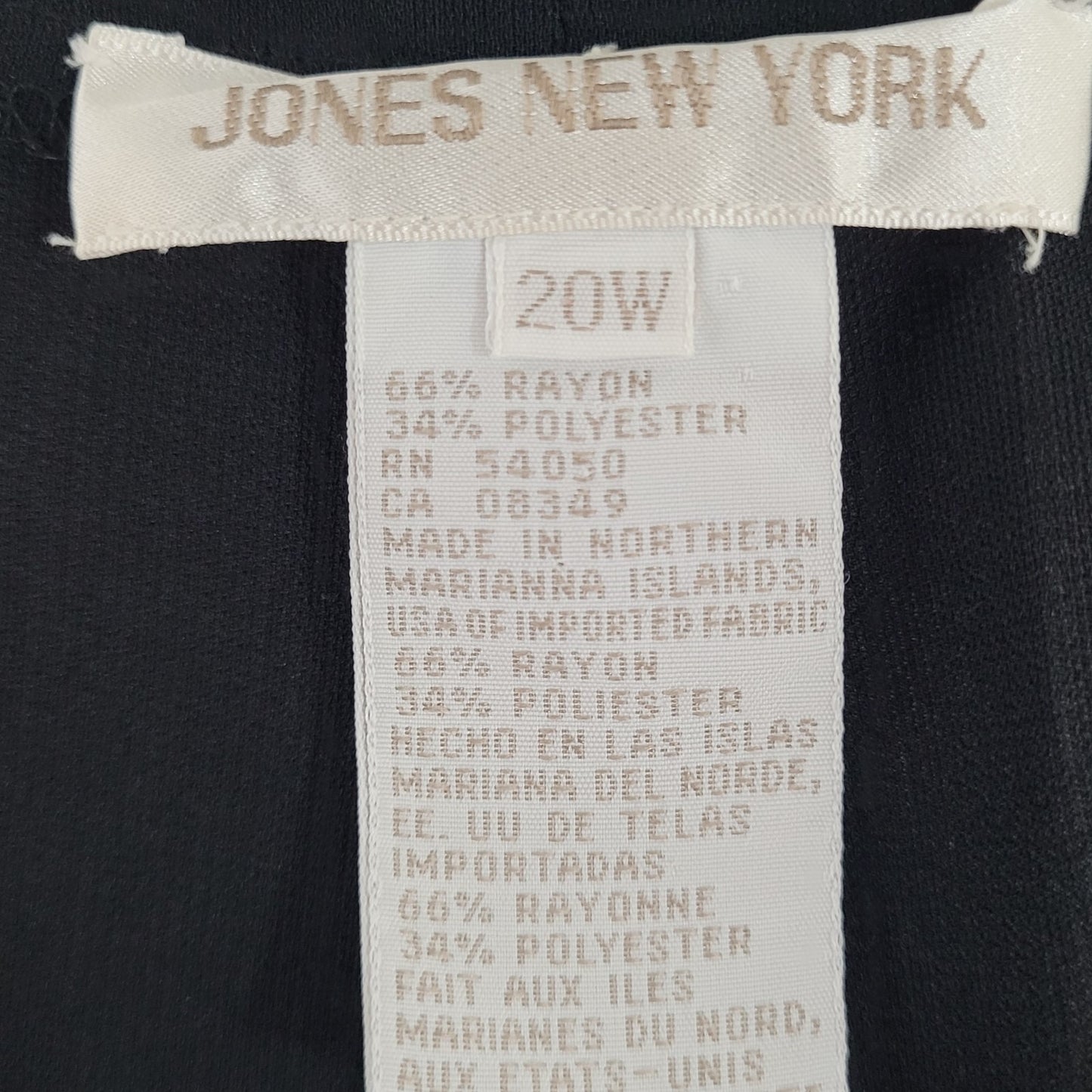 VTG Jones New York Black Lightweight Crop Pants USA Made Size 20W (51x21)