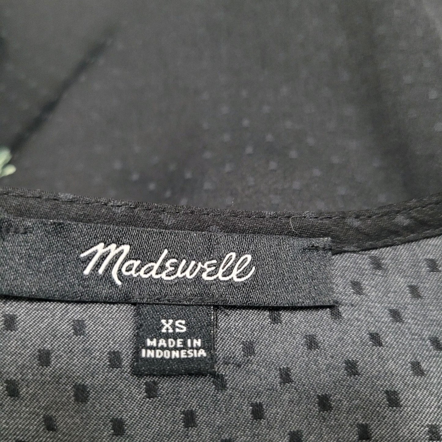 Madewell Black Floral Wrap Long Balloon Sleeve V Neck Lightweight Blouse Top XS