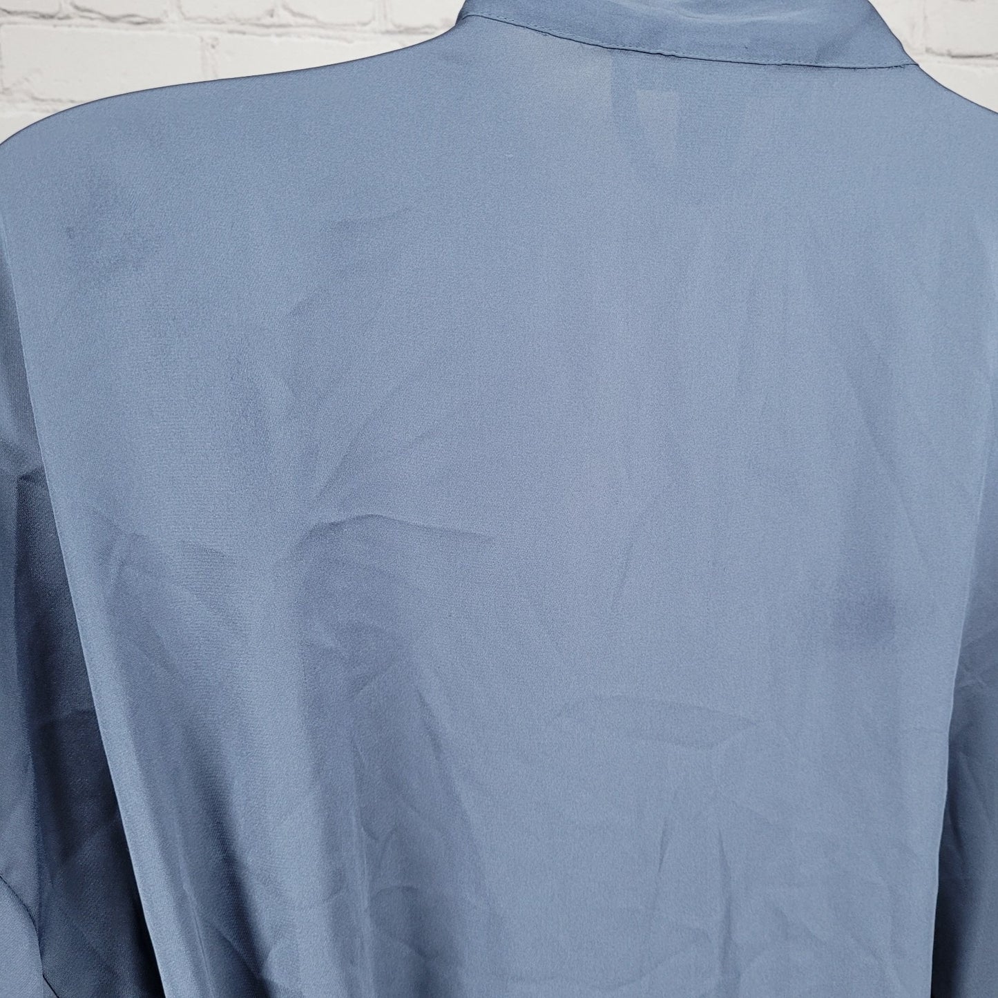Victoria's Secret Blue Satin Belted Short Flutter Sleeves Light Short Robe XS/S