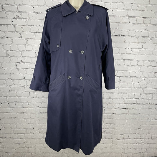 Cyclone Navy Blue Cotton Blend Lined Trench Pea Coat Pockets Collared Size 6