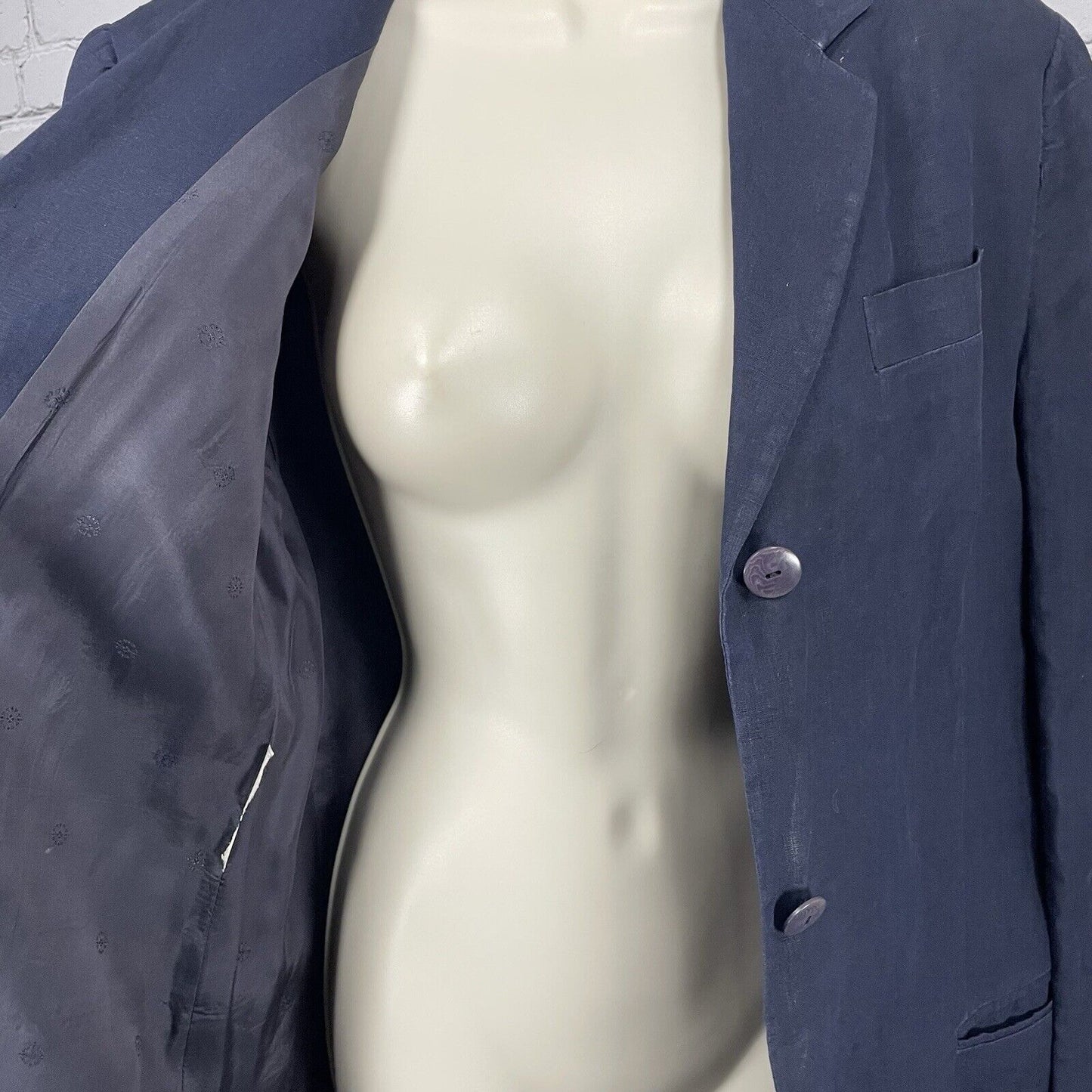 VTG Vestimenta Blue Linen Italian Lightweight 3 Button Blazer Jacket Size Medium