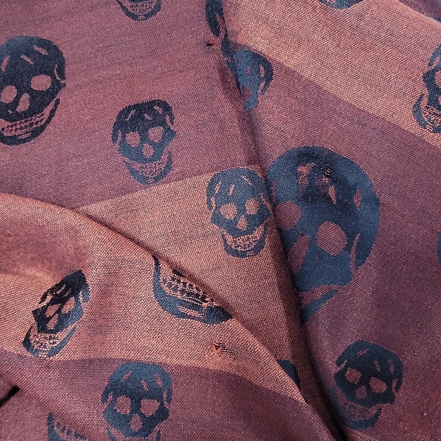 Romano Fiorenti Orange Black 100% Silk Skulls Striped Scarf Wrap Italy 74x29