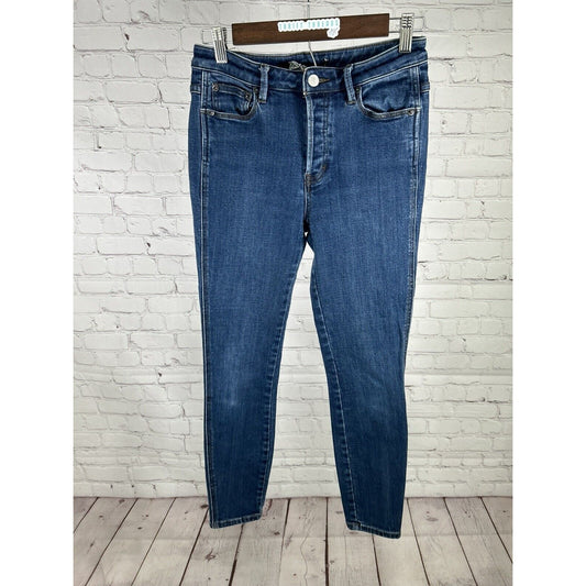 Free People Mid Rise Dark Wash Blue Denim Women’s Skinny Jeans Size 27 (27 x 26)