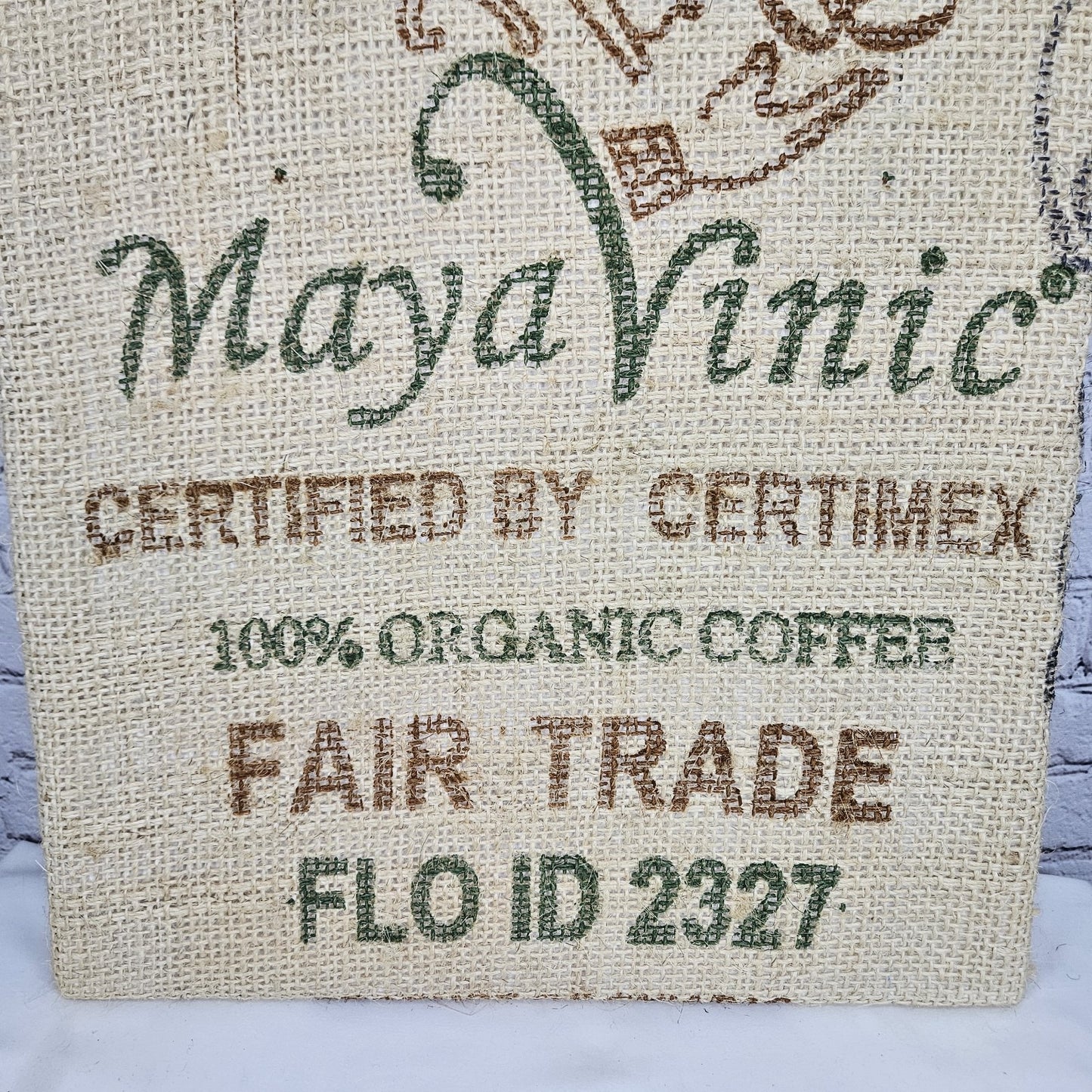 Maya Vinic Coffee Authentic Burlap Sack Wrapped Canvas Wood Framed Art 24x18