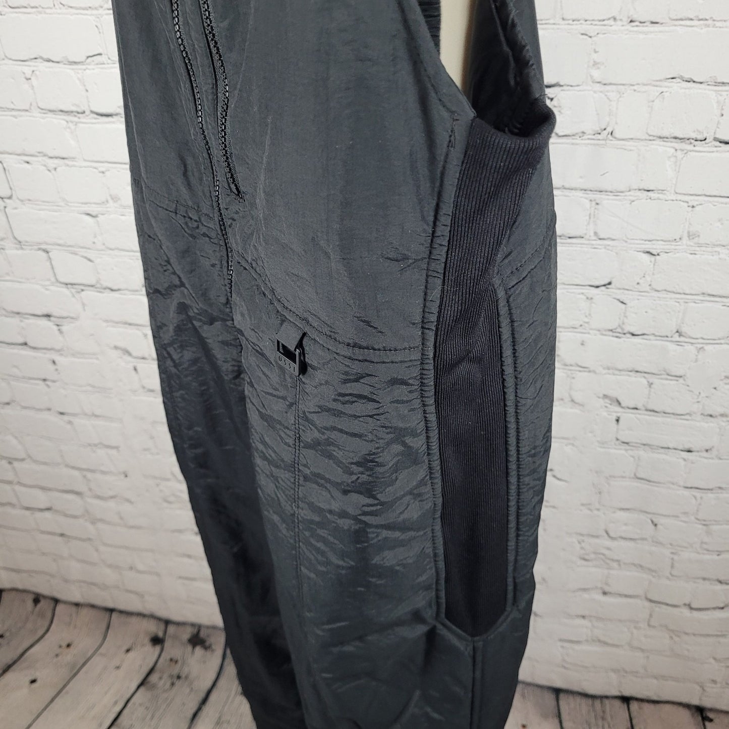VTG OSSI Black Zip Adjustable Insulated Stretch Panel Snow Ski Bib Size Medium M