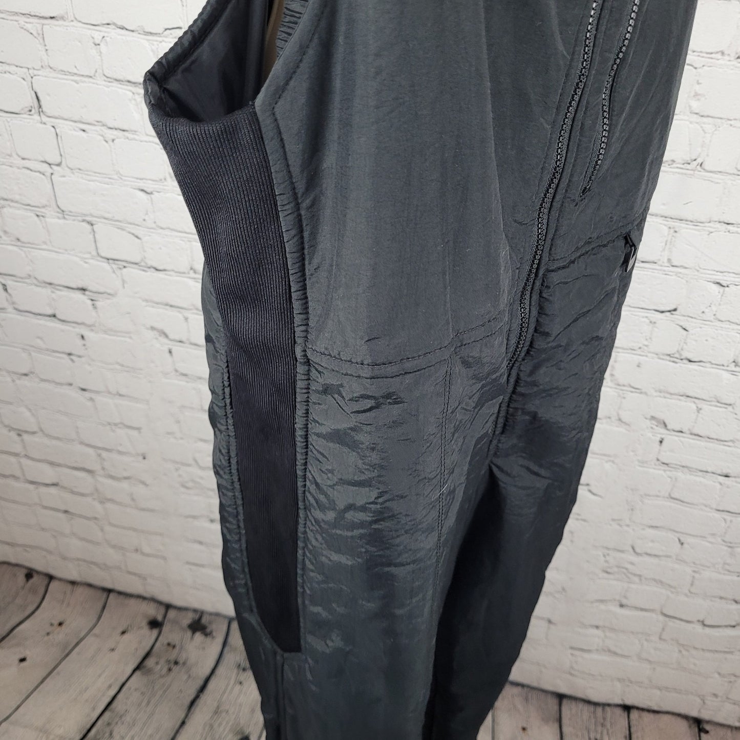 VTG OSSI Black Zip Adjustable Insulated Stretch Panel Snow Ski Bib Size Medium M