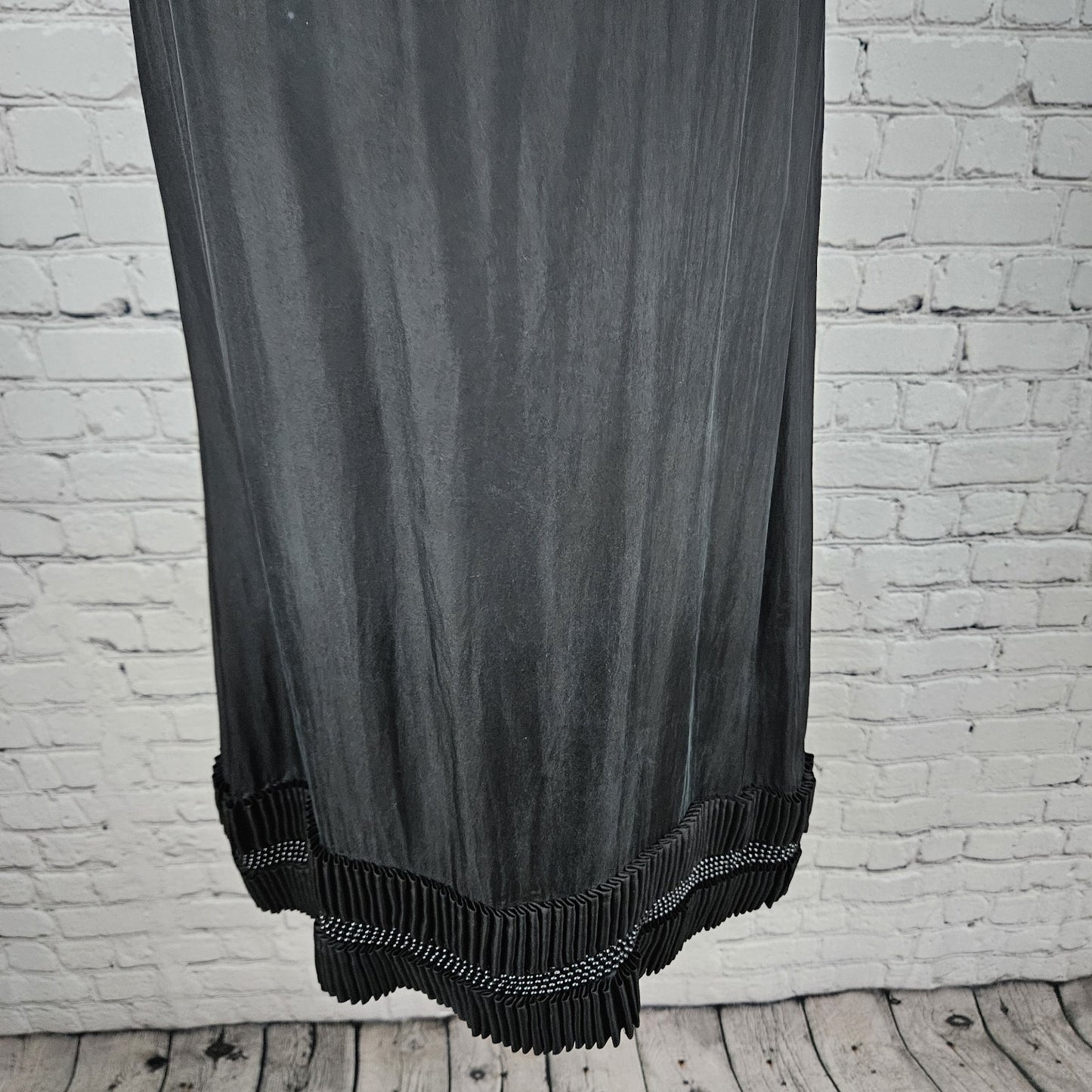 Yoana Baraschi Black 100% Silk Beaded Ruffle Sleeveless Short Dress Medium M