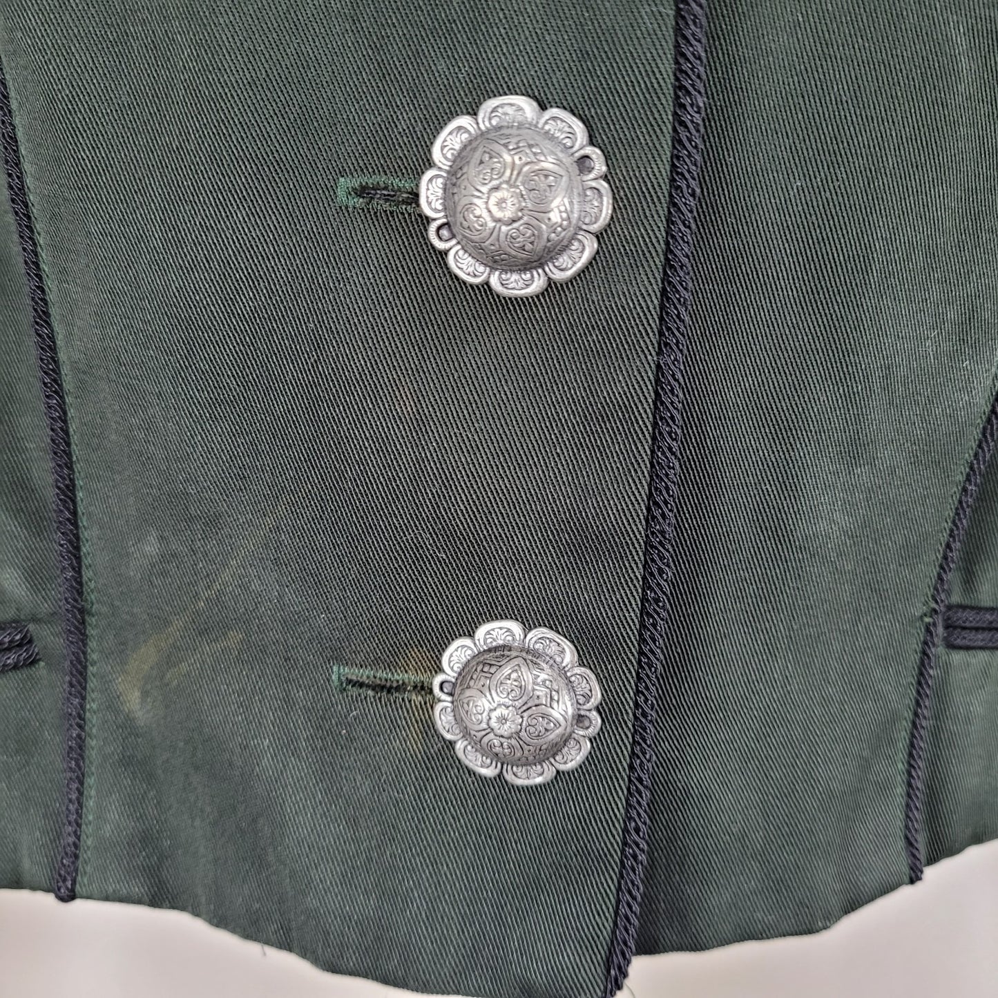 VTG Clarissa Cassandra Green Embroidered Floral Retro Crop Jacket USA Medium M