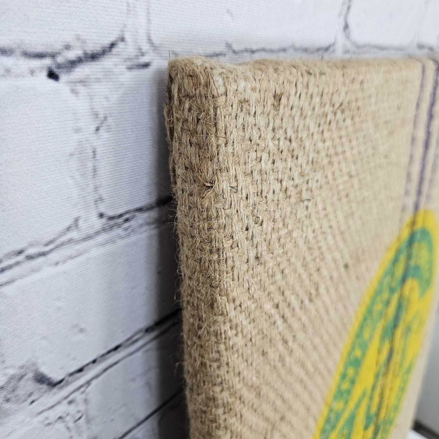 ICT Coffee Import Authentic Burlap Sack Wrapped Canvas Wood Framed Art 24x18