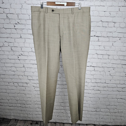 Tommy Hilfiger Tan 100% Wool Flat Front Straight Leg Dress Pants 36x34 *tear