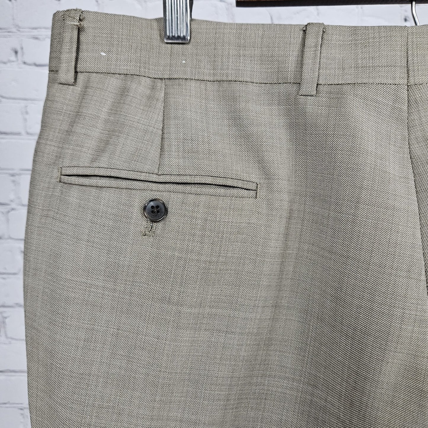 Tommy Hilfiger Tan 100% Wool Flat Front Straight Leg Dress Pants 36x34 *tear