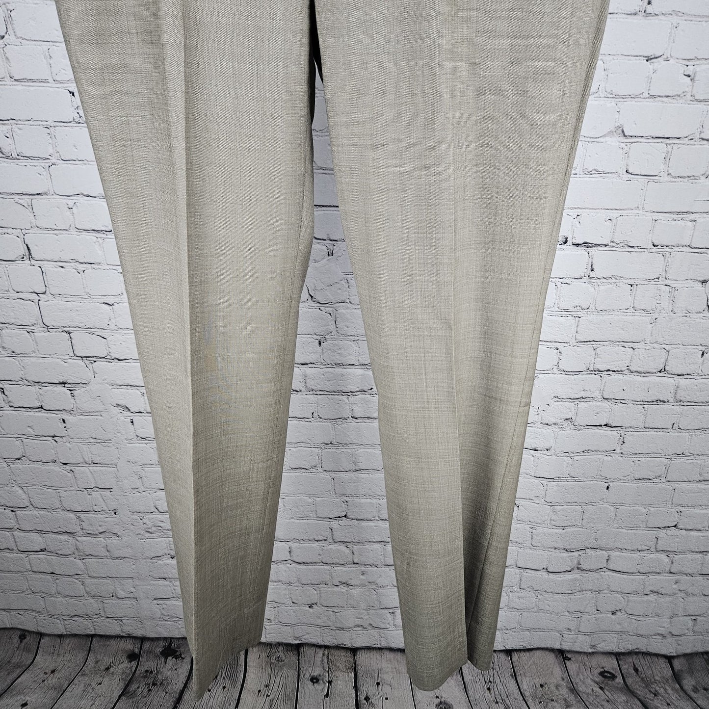 Tommy Hilfiger Tan 100% Wool Flat Front Straight Leg Dress Pants 36x34 *tear