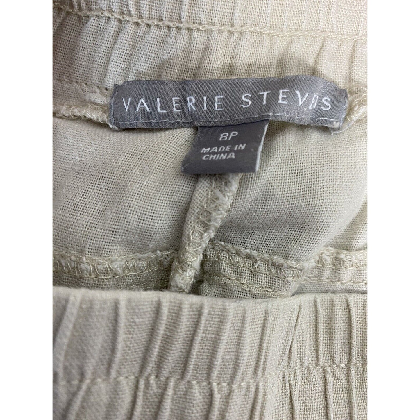 Valerie Stevens Beige Linen Blend Elastic Waist Capri Pants Petite 8P (30 x 18)