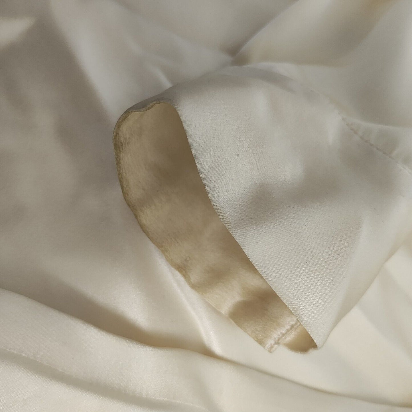 VTG Anne Klein II 100% Silk Cream High Neck Long Sleeve Collared Button Size 8