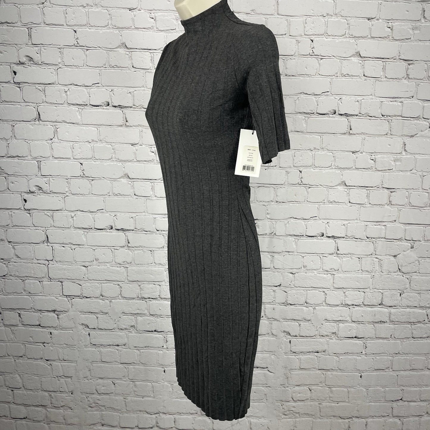 NWT Bailey Grey Anthracita Ribbed Lined Fitted Pencil Dress USA Made Size XS