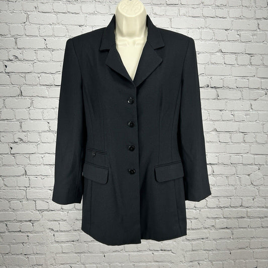 VTG Gianni Sport Solid Black 4 Button Collared Vented Blazer Women’s USA Size 8