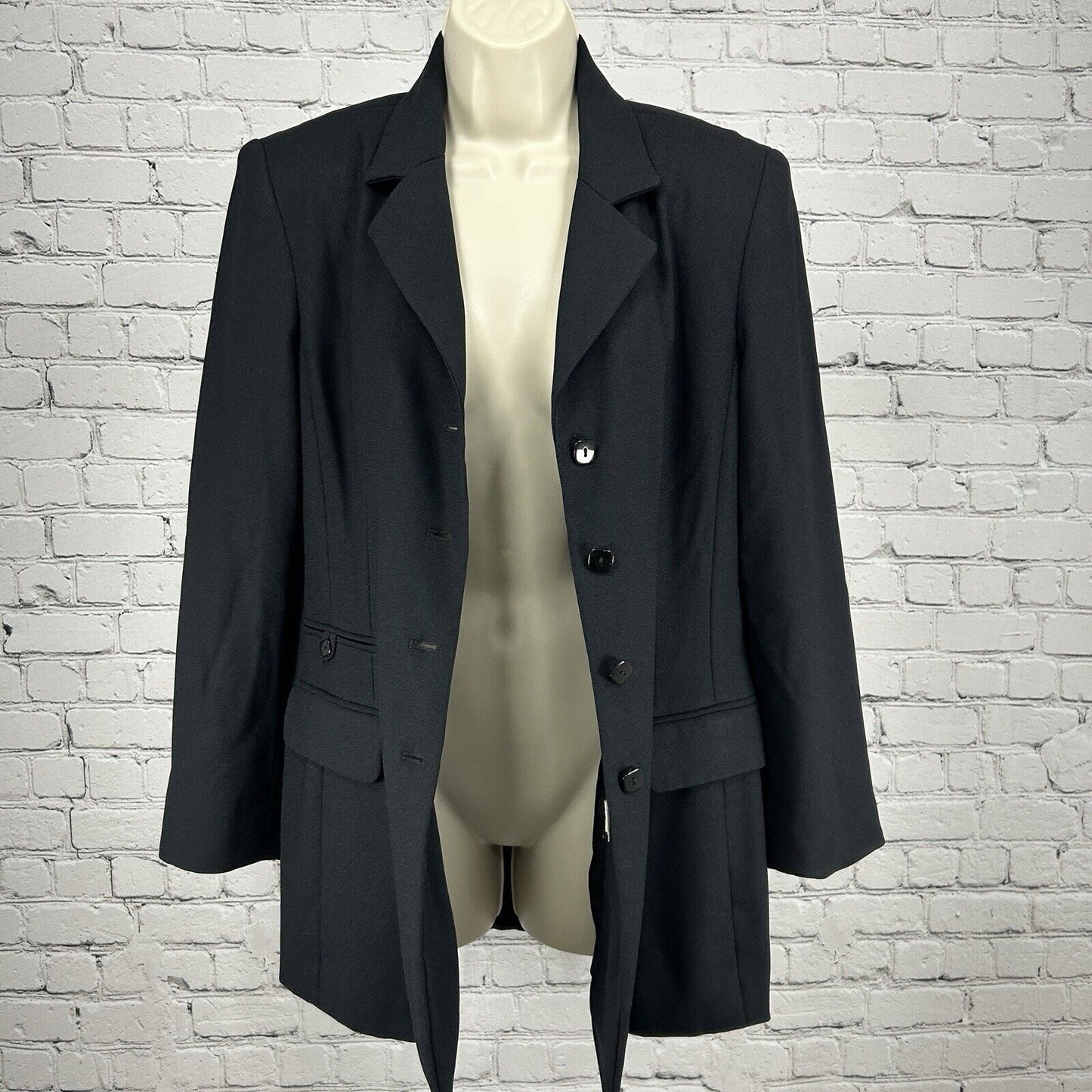 VTG Gianni Sport Solid Black 4 Button Collared Vented Blazer Women’s USA Size 8