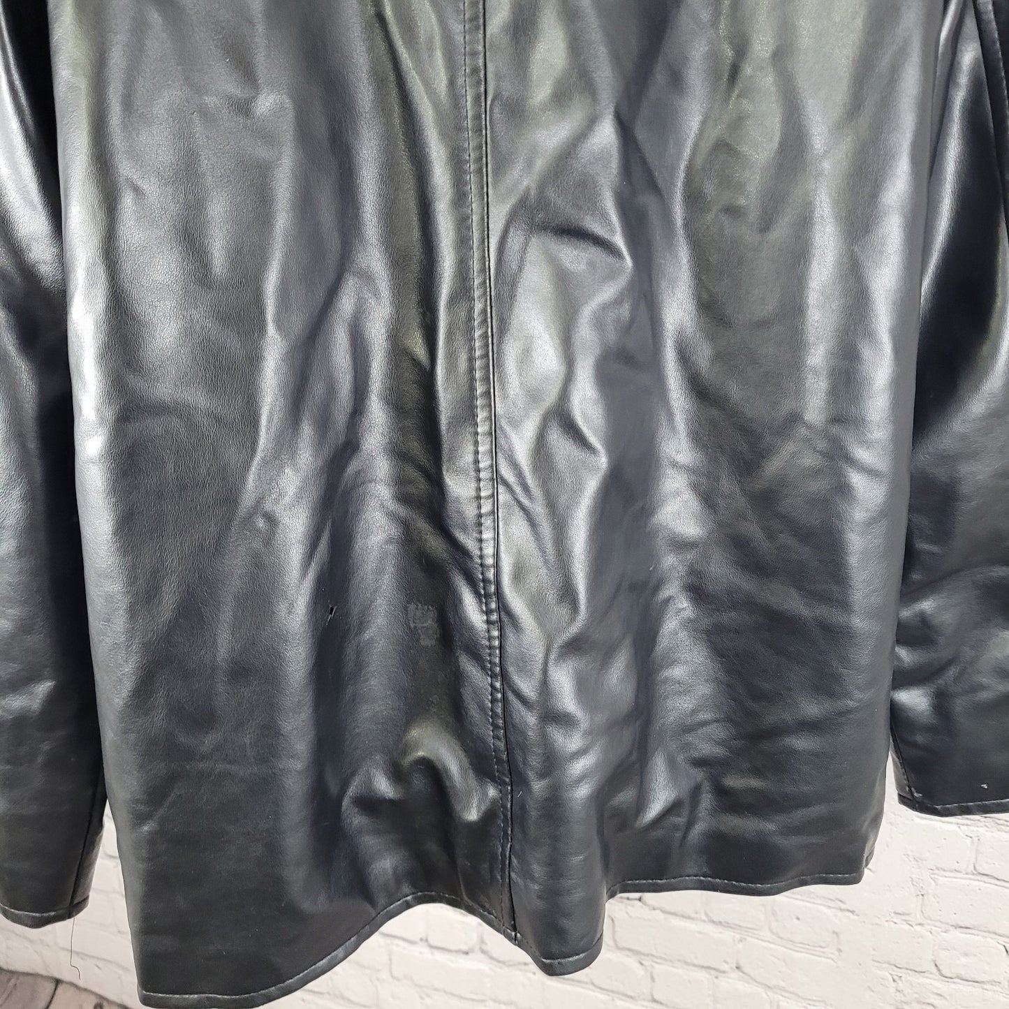 EA Collection Italy Style Black Soft Leather Buttoned Jacket Italy Made Size XXL