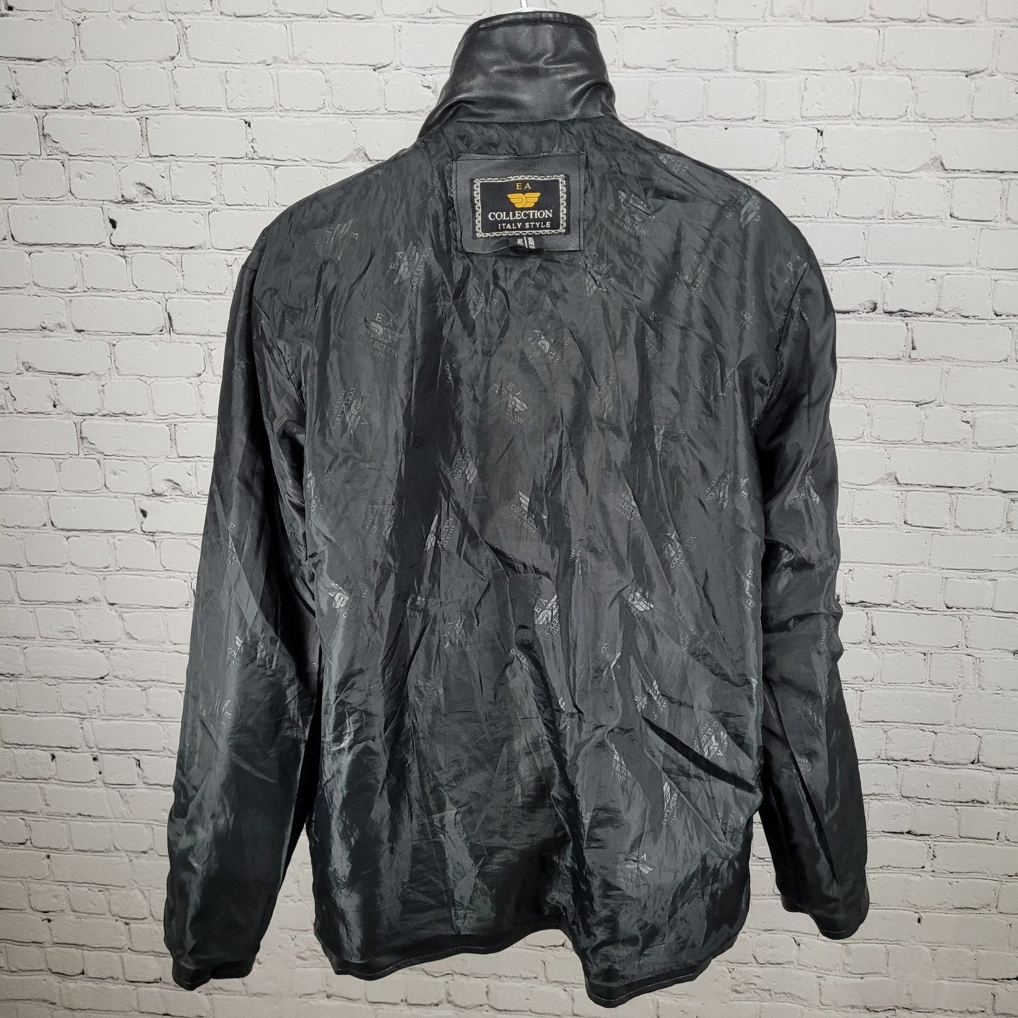 EA Collection Italy Style Black Soft Leather Buttoned Jacket Italy Made Size XXL