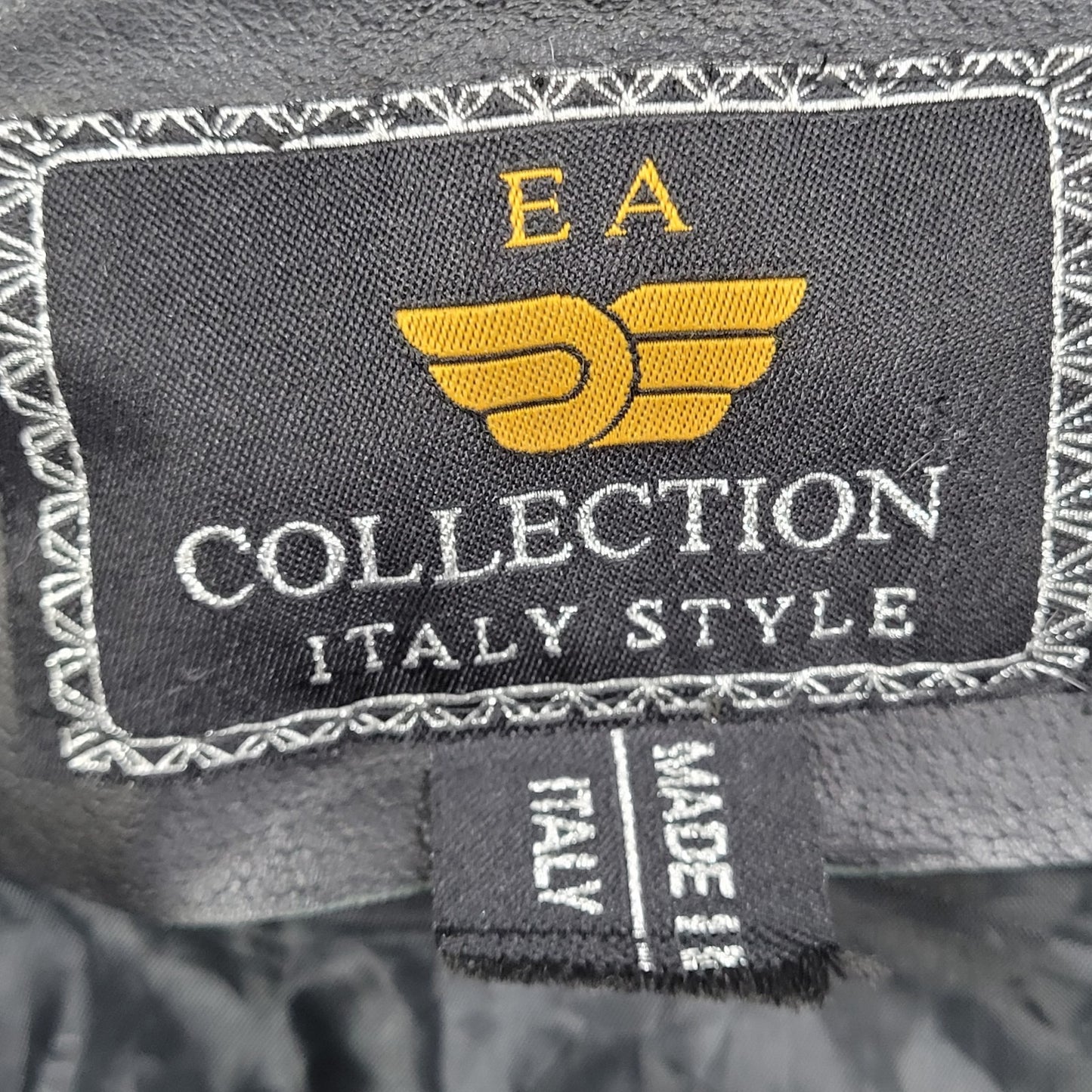 EA Collection Italy Style Black Soft Leather Buttoned Jacket Italy Made Size XXL