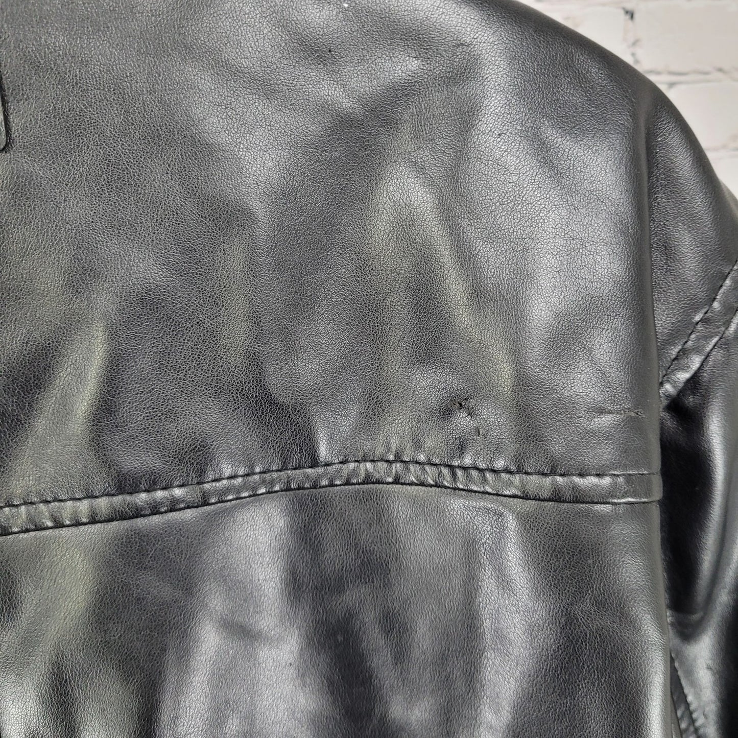 EA Collection Italy Style Black Soft Leather Buttoned Jacket Italy Made Size XXL