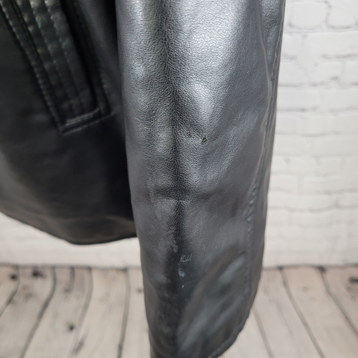 EA Collection Italy Style Black Soft Leather Buttoned Jacket Italy Made Size XXL