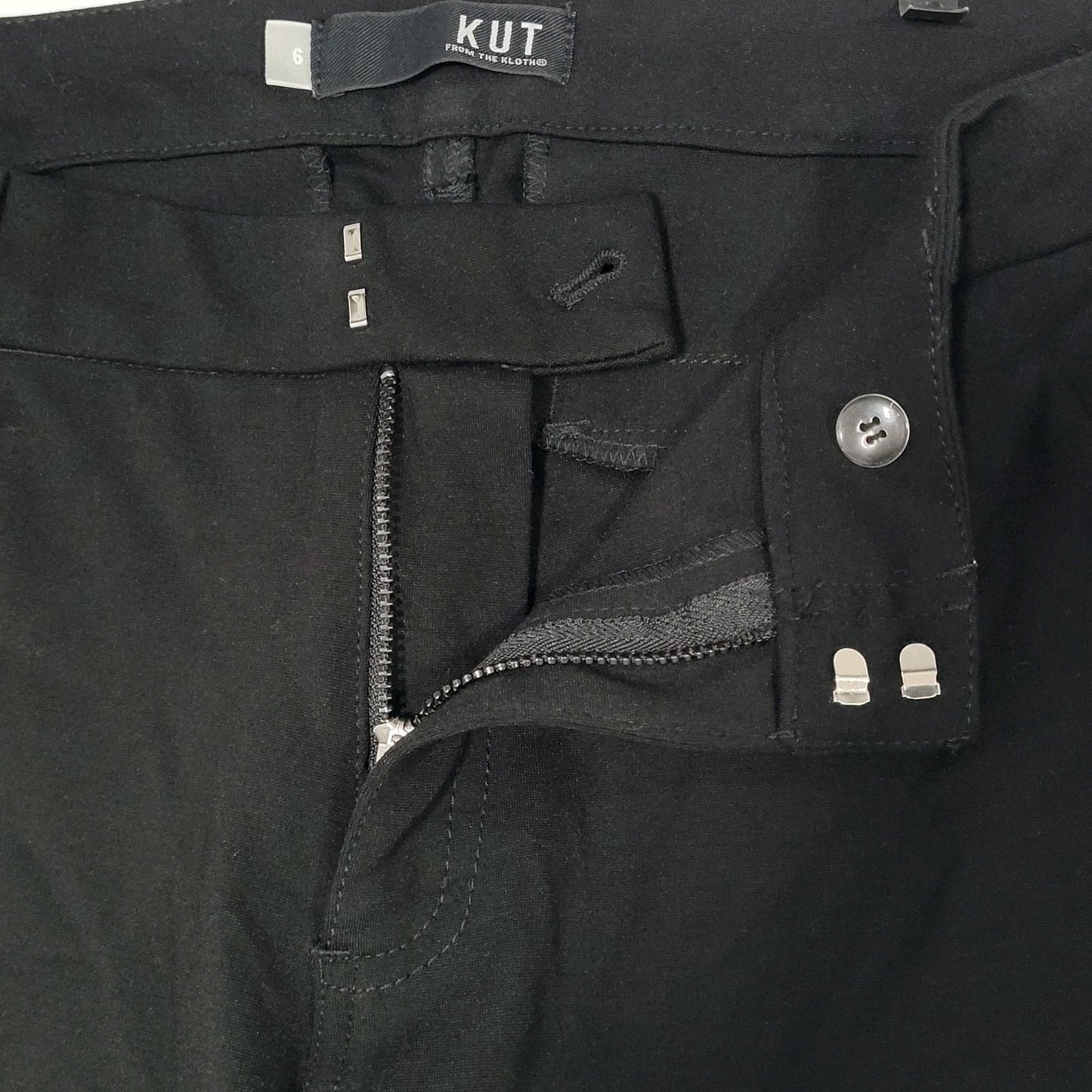 NWT KUT From The Kloth Black Elizabeth Straight Leg Stretch Pants 6 (30x27)