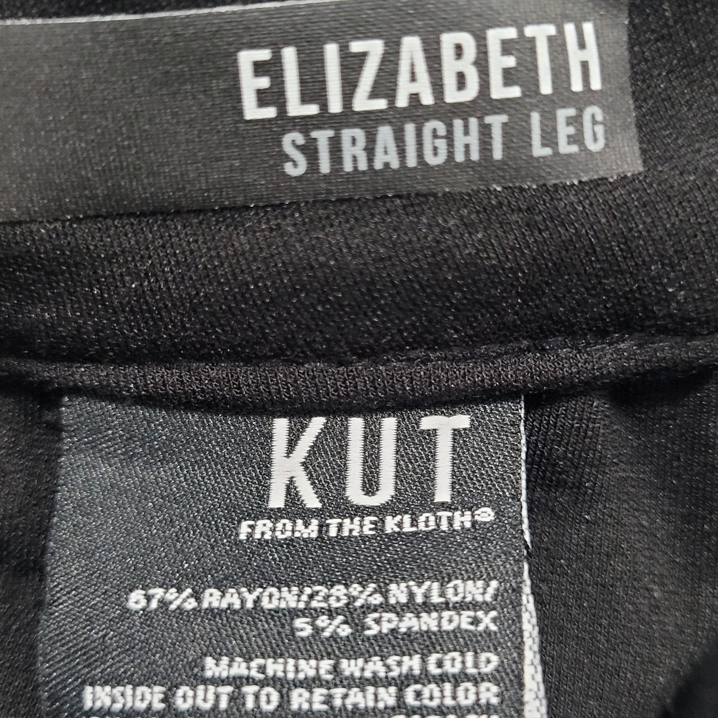 NWT KUT From The Kloth Black Elizabeth Straight Leg Stretch Pants 6 (30x27)