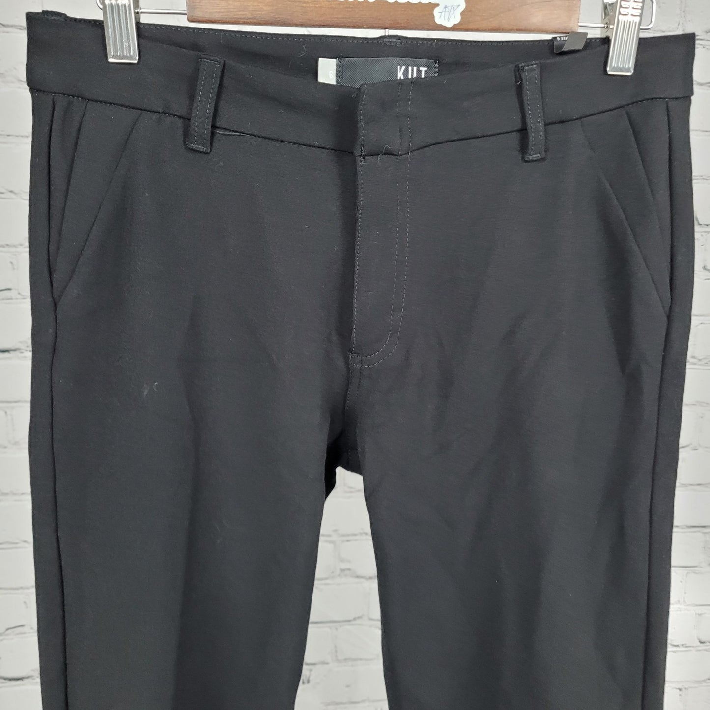 NWT KUT From The Kloth Black Elizabeth Straight Leg Stretch Pants 6 (30x27)