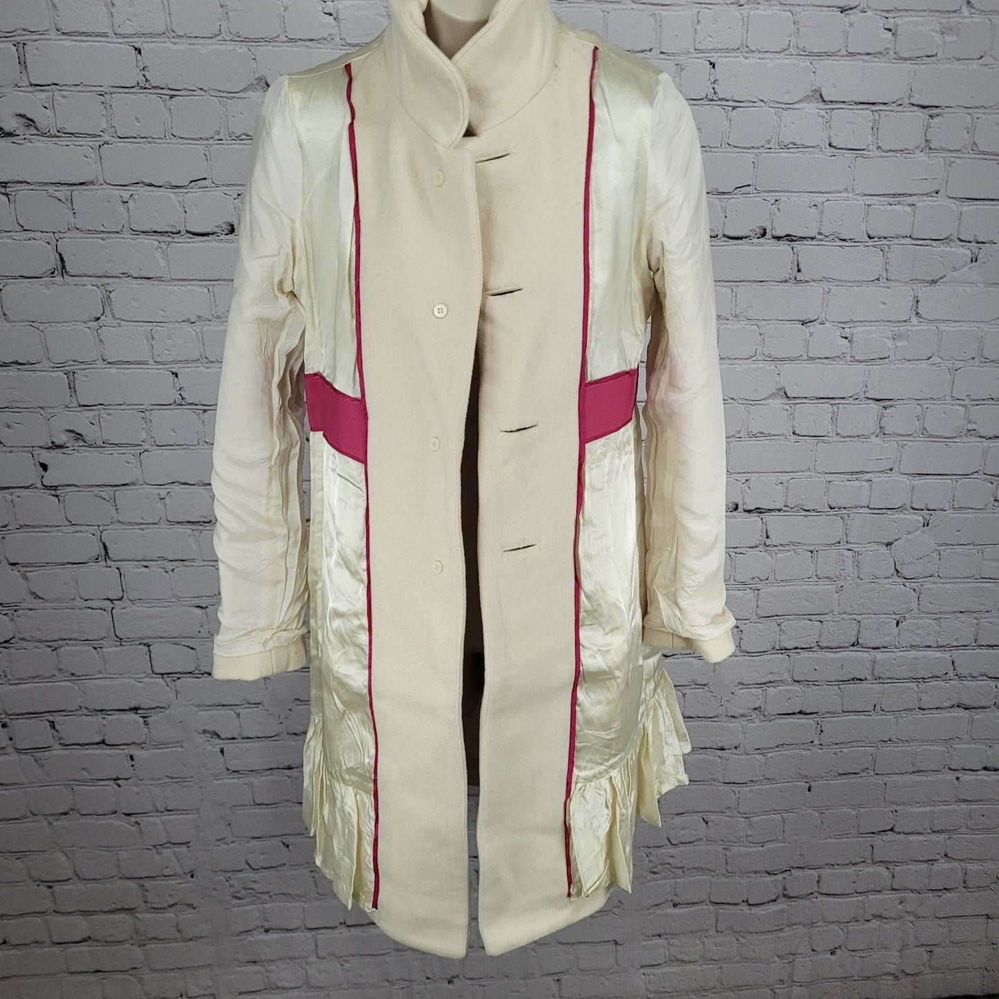 J.CREW Ivory Lady Day Wool Blend Buttoned Pockets Collared Lined Over Coat 2