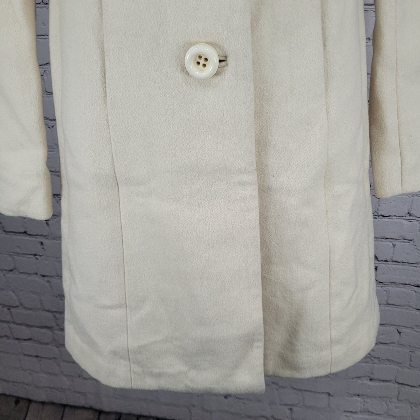 J.CREW Ivory Lady Day Wool Blend Buttoned Pockets Collared Lined Over Coat 2