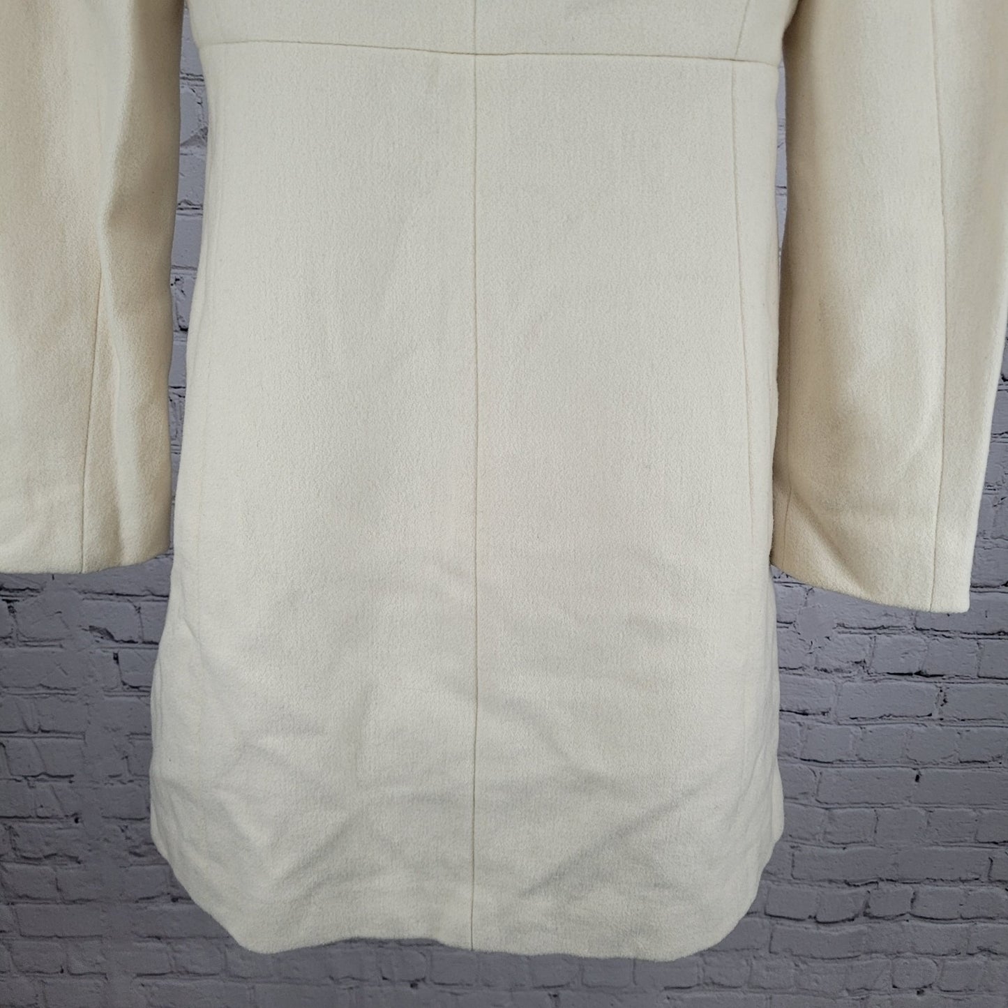 J.CREW Ivory Lady Day Wool Blend Buttoned Pockets Collared Lined Over Coat 2