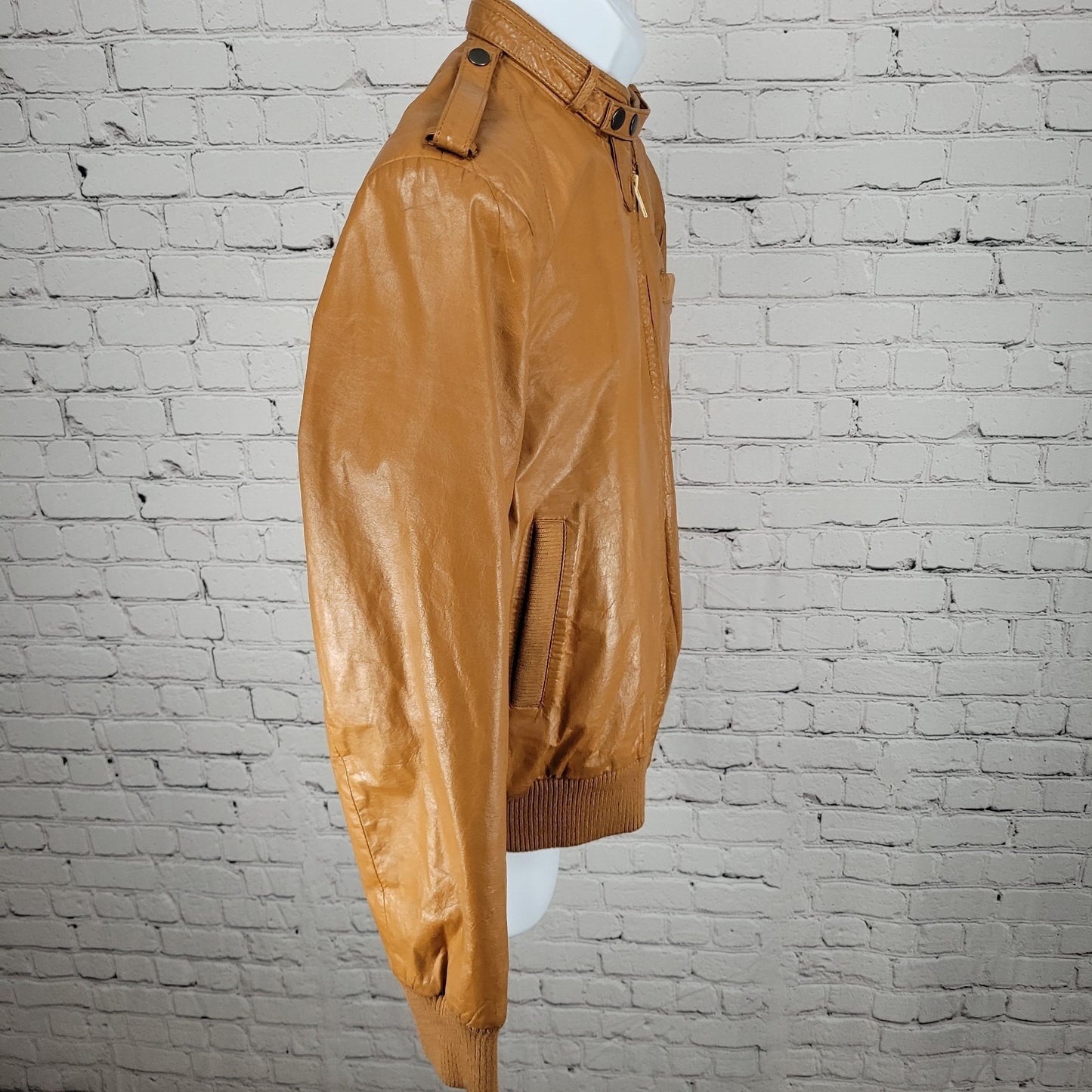 Unbranded Orange Brown Genuine Leather Full Zipped Bomber Jacket Korea Large L