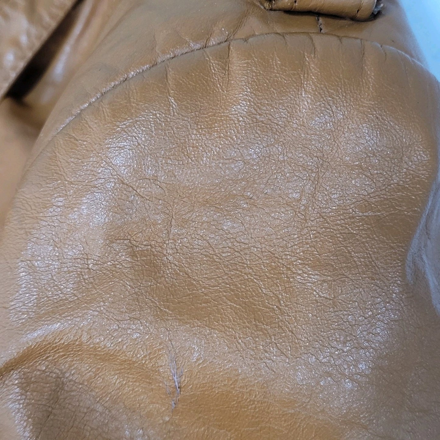 Unbranded Orange Brown Genuine Leather Full Zipped Bomber Jacket Korea Large L