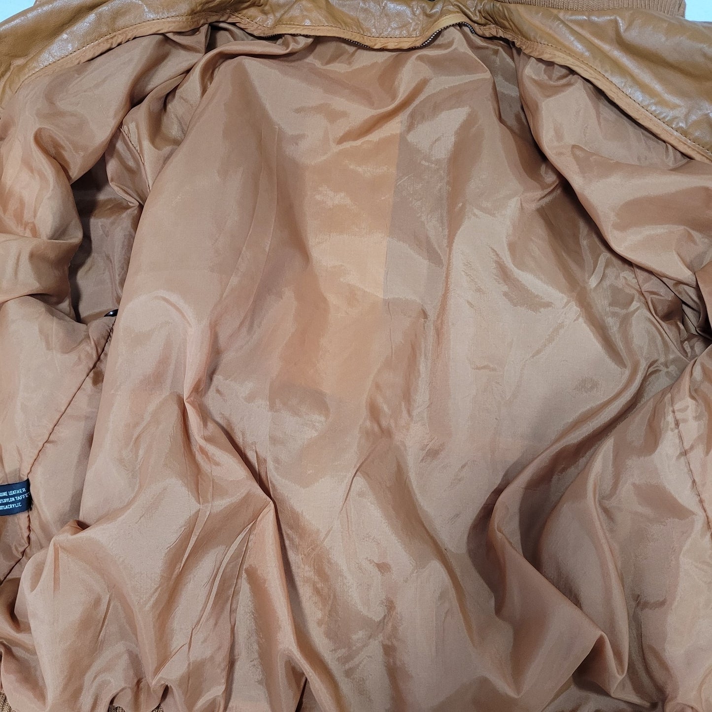 Unbranded Orange Brown Genuine Leather Full Zipped Bomber Jacket Korea Large L