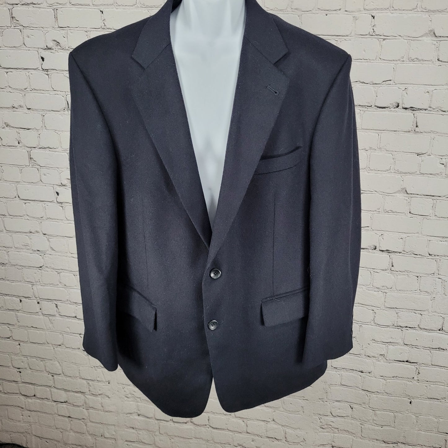 Oscar De La Renta Dark Navy Wool Cashmere Blend Blazer Sport Coat Size 46R