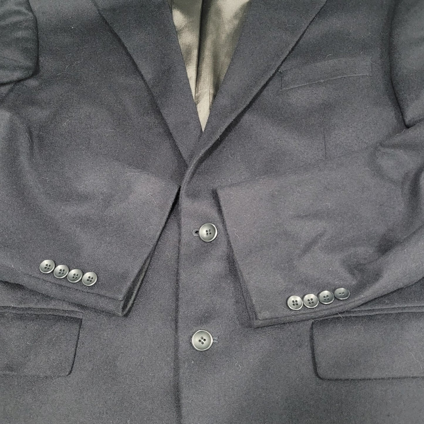 Oscar De La Renta Dark Navy Wool Cashmere Blend Blazer Sport Coat Size 46R