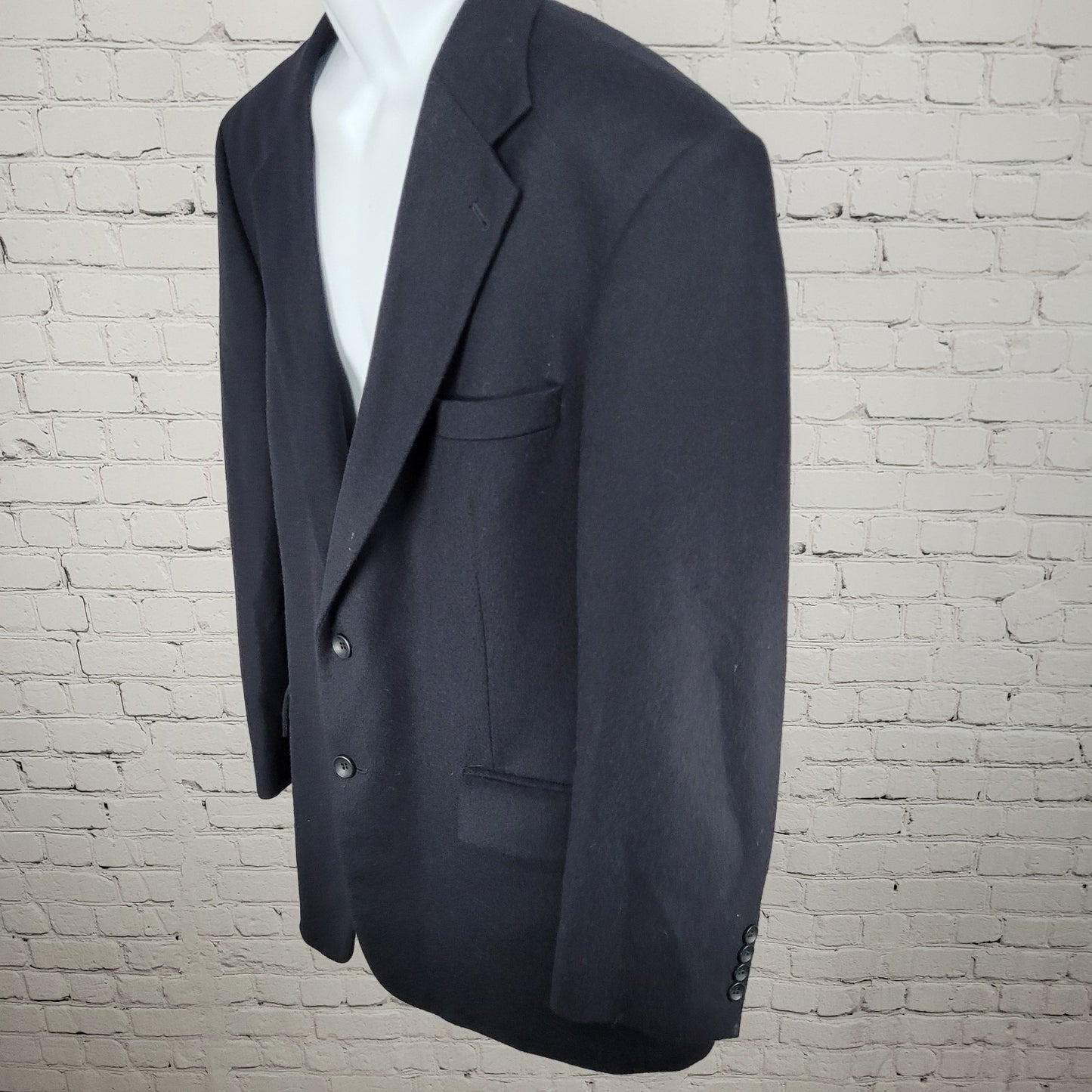 Oscar De La Renta Dark Navy Wool Cashmere Blend Blazer Sport Coat Size 46R