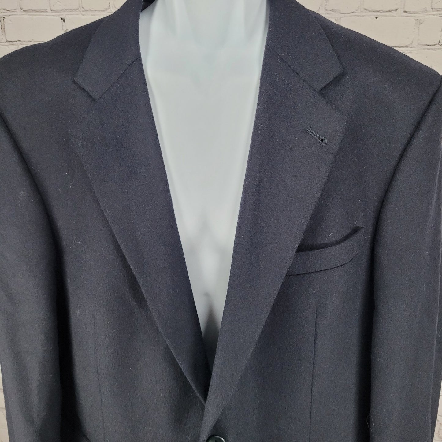 Oscar De La Renta Dark Navy Wool Cashmere Blend Blazer Sport Coat Size 46R