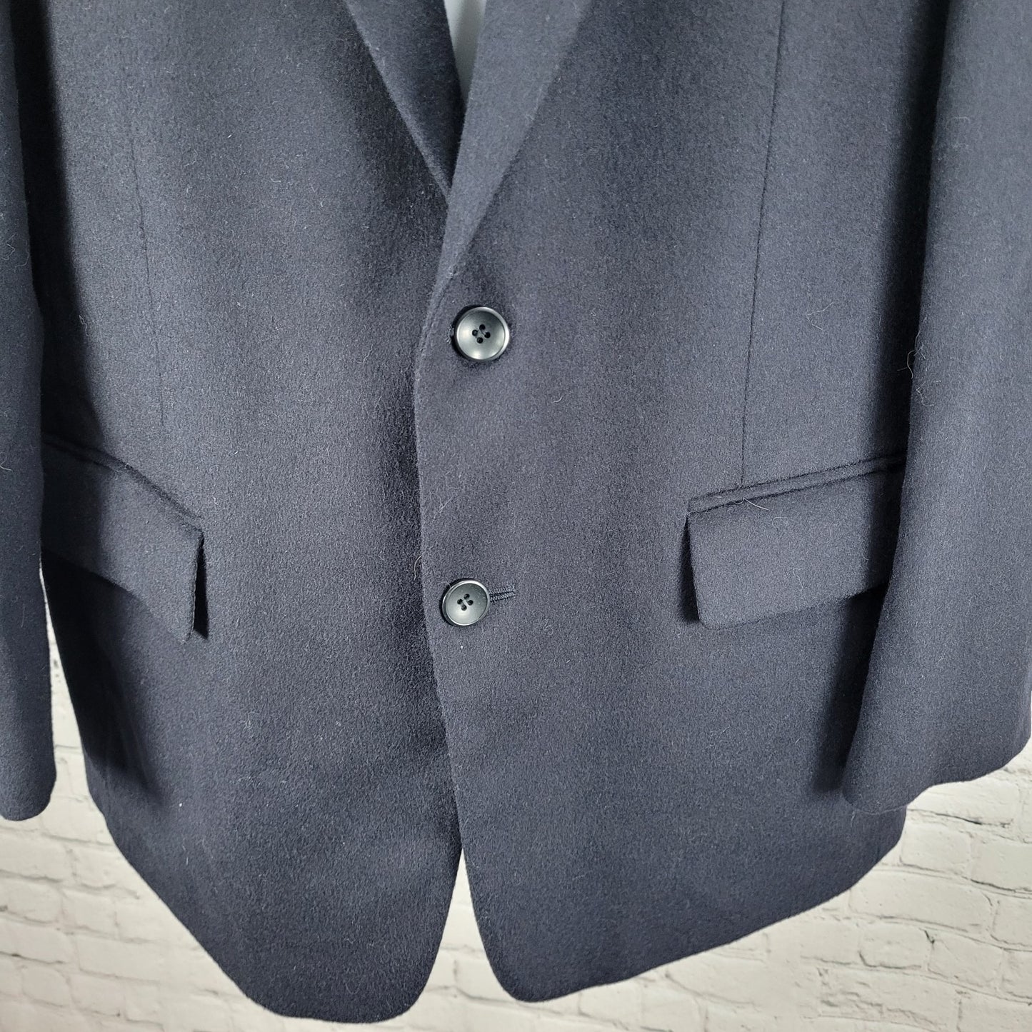 Oscar De La Renta Dark Navy Wool Cashmere Blend Blazer Sport Coat Size 46R