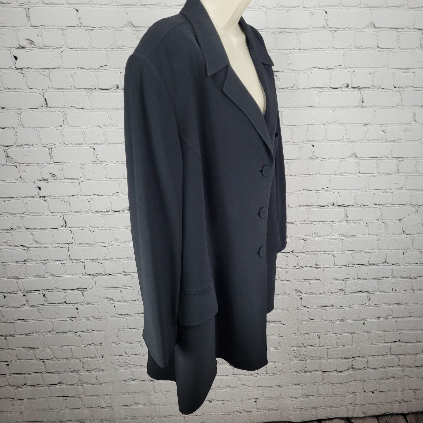 Dana Buchman Black Buttoned Peak Lapel Blazer Suit Formal Jacket Plus Size 22