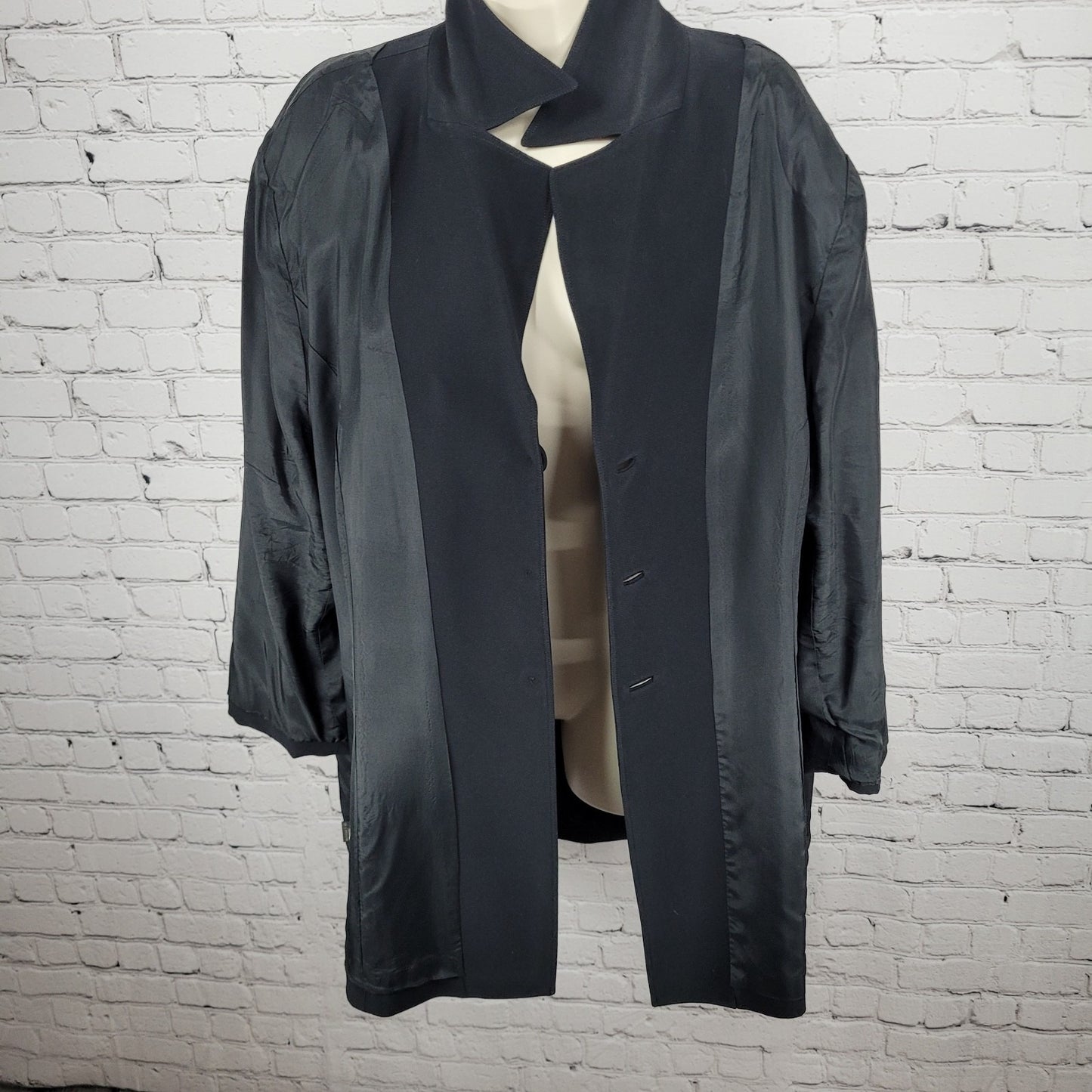Dana Buchman Black Buttoned Peak Lapel Blazer Suit Formal Jacket Plus Size 22