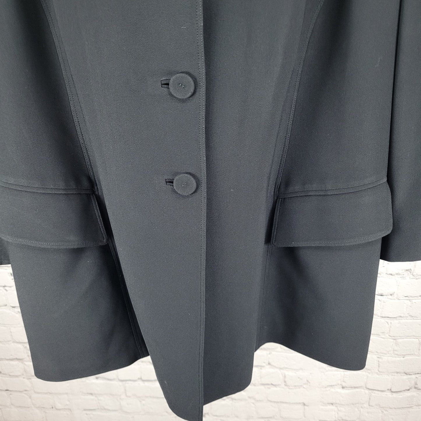 Dana Buchman Black Buttoned Peak Lapel Blazer Suit Formal Jacket Plus Size 22