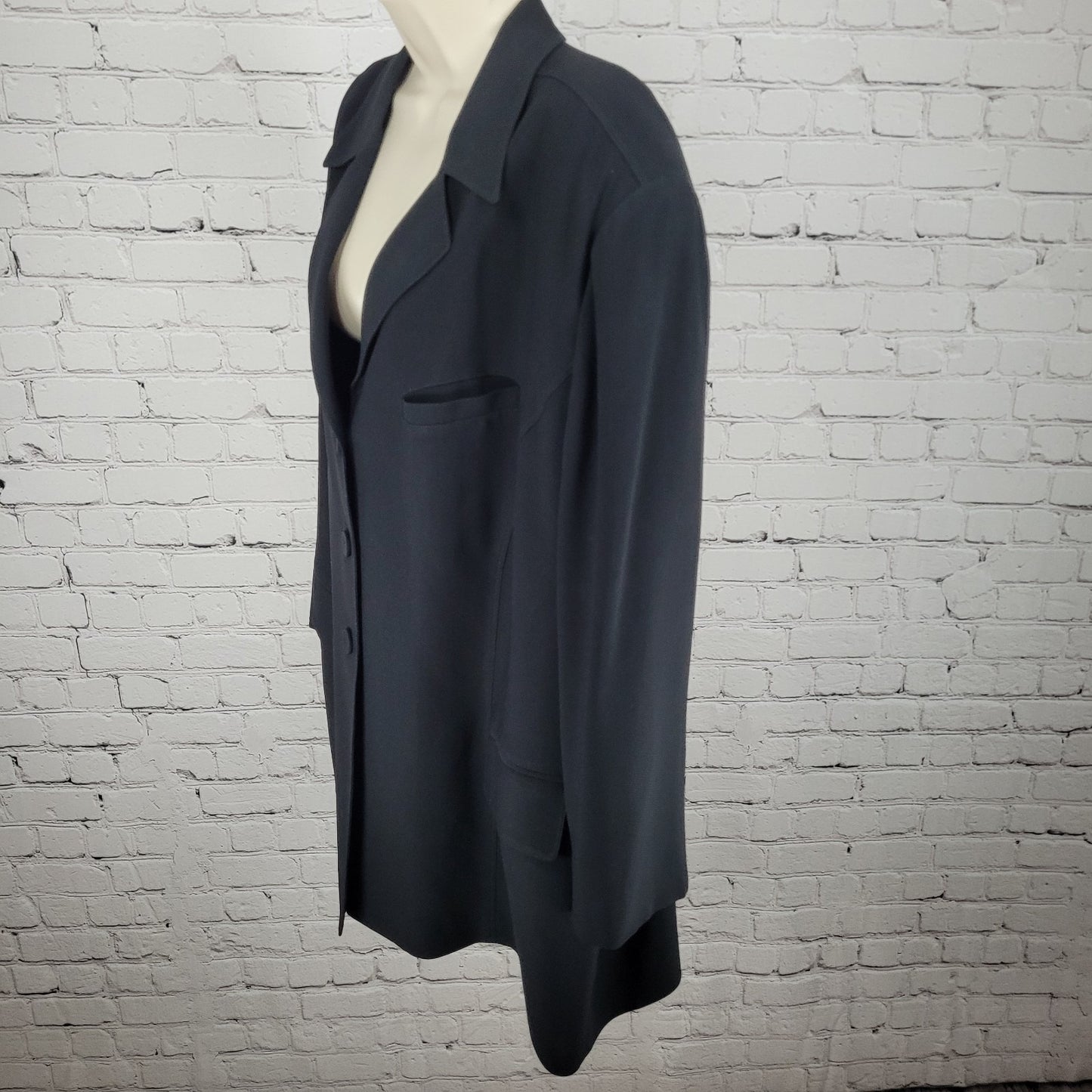 Dana Buchman Black Buttoned Peak Lapel Blazer Suit Formal Jacket Plus Size 22