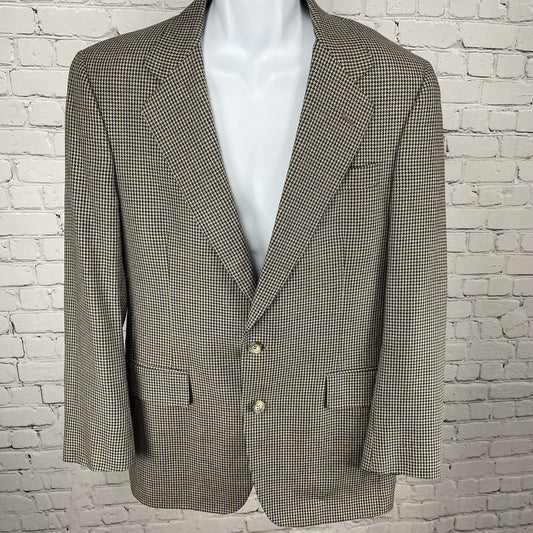 Jos A Bank Executive Collection Brown Houndstooth Silk Wool Blazer Sportcoat 40R