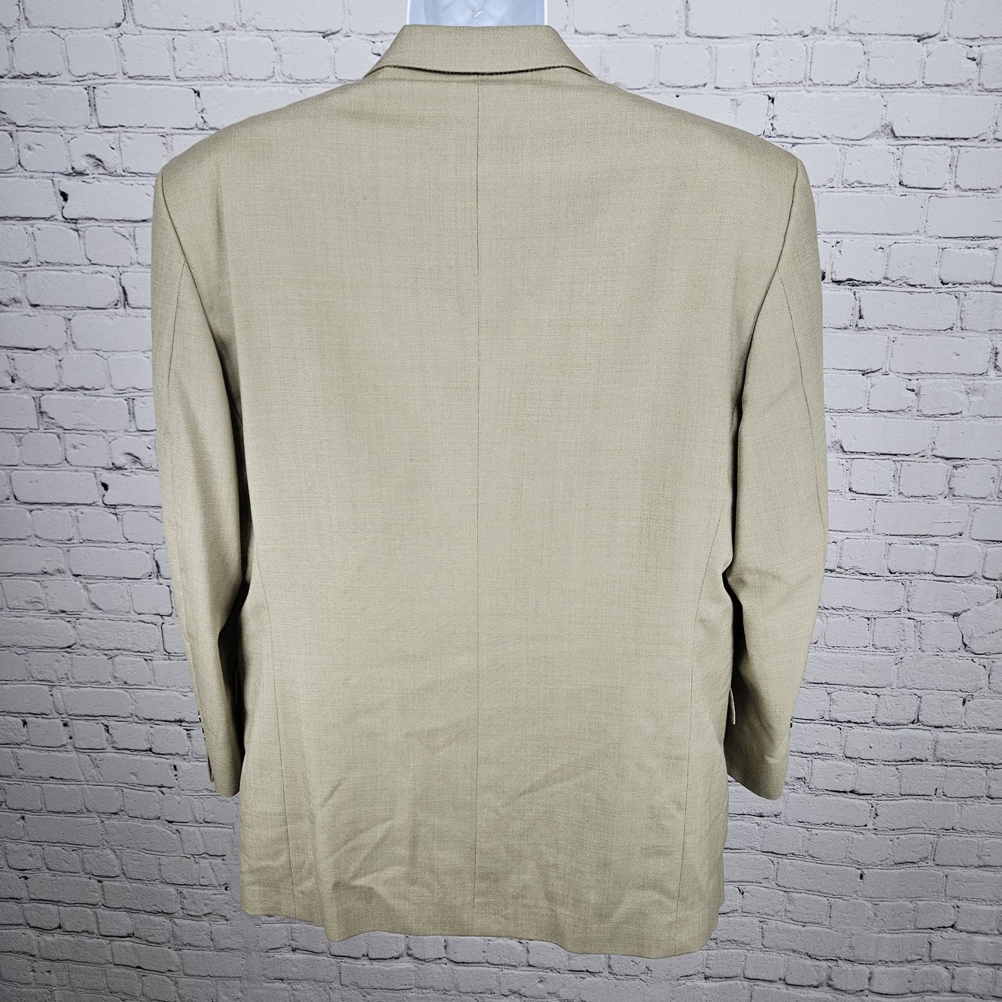 Jones New York Tan Wool Silk Sharkskin 3 Button Ventless Blazer Sport Coat 42R